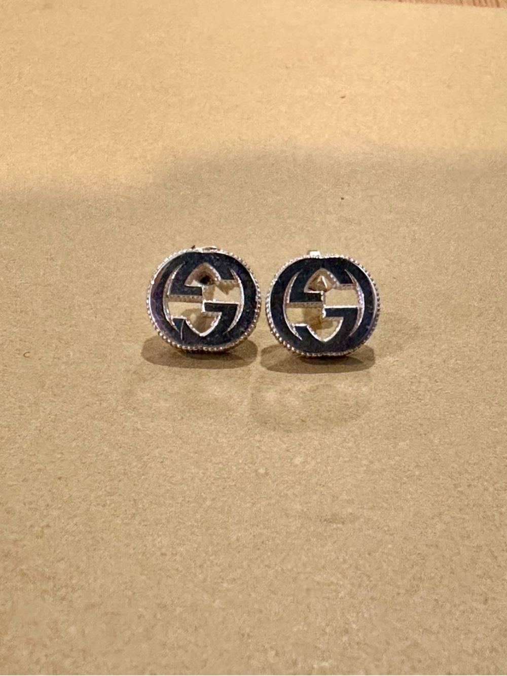 Gucci Silver Double G Round Studs